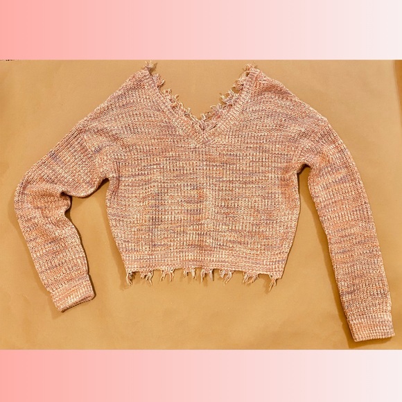 Pink knitted off the shoulder sweater Large - Picture 1 of 3